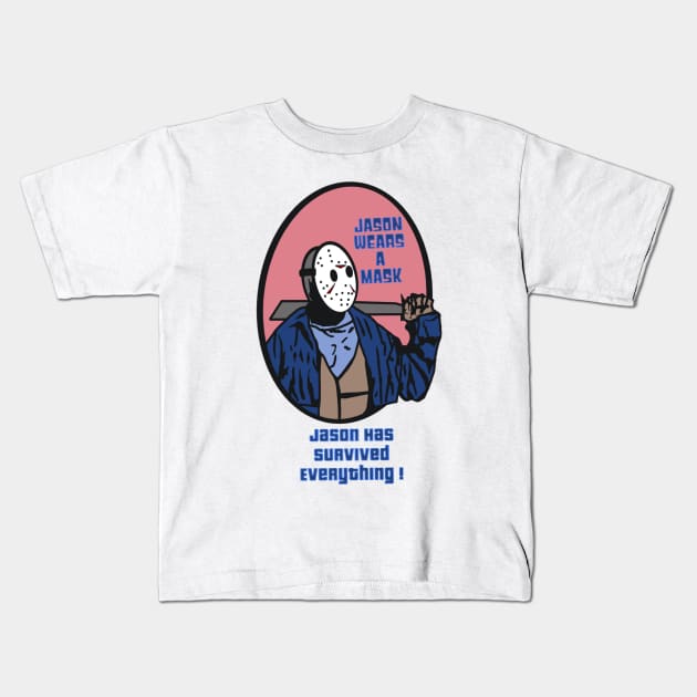 Jason Wears A Mask Kids T-Shirt by RG Illustration